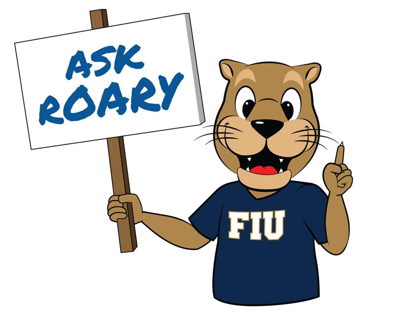Roary holding an Ask Roary sign