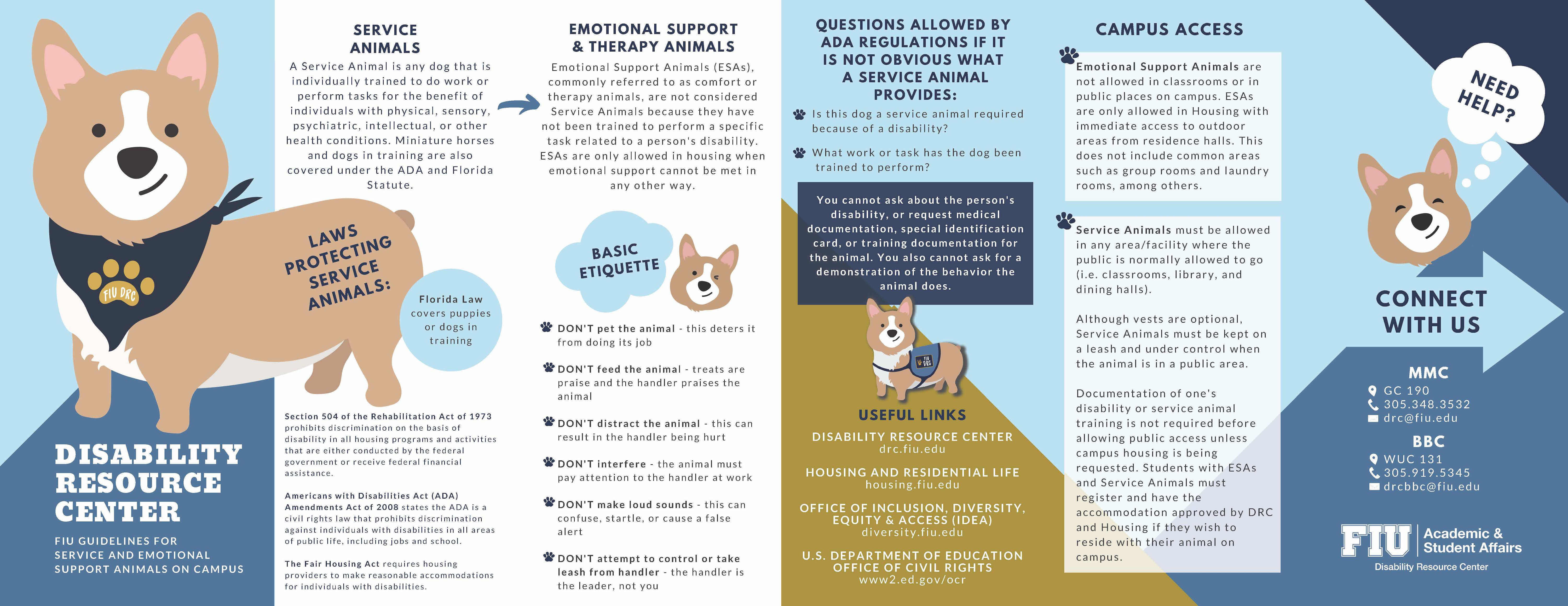 Infographic about service animals. Click the following link for an accessible version.