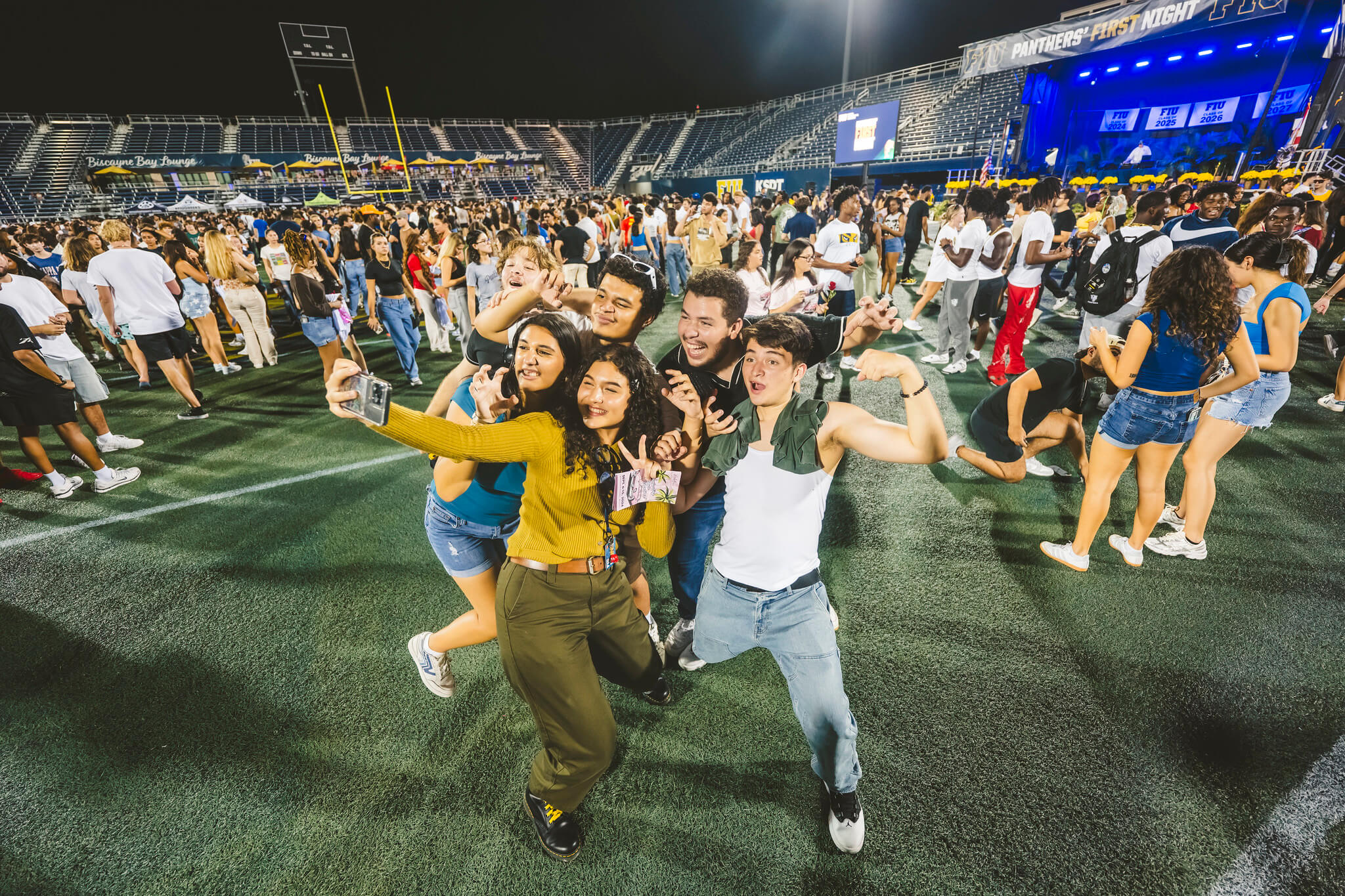 Students at F1rst Night taking a selfie