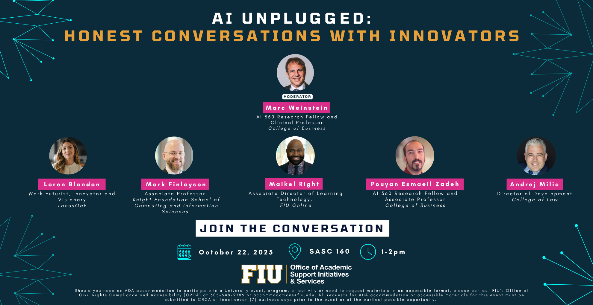 AI Unplugged Honest Conversations with Innovators flyer. All content in event descritption.