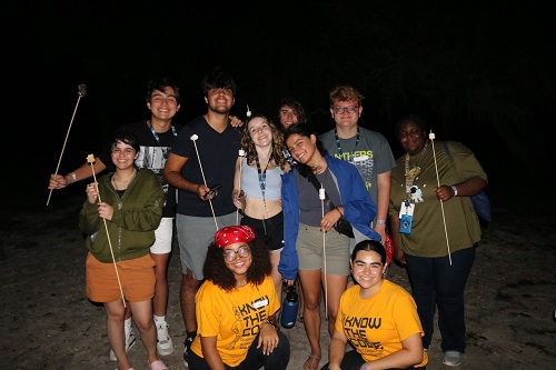 Students at Panther Camp with smores