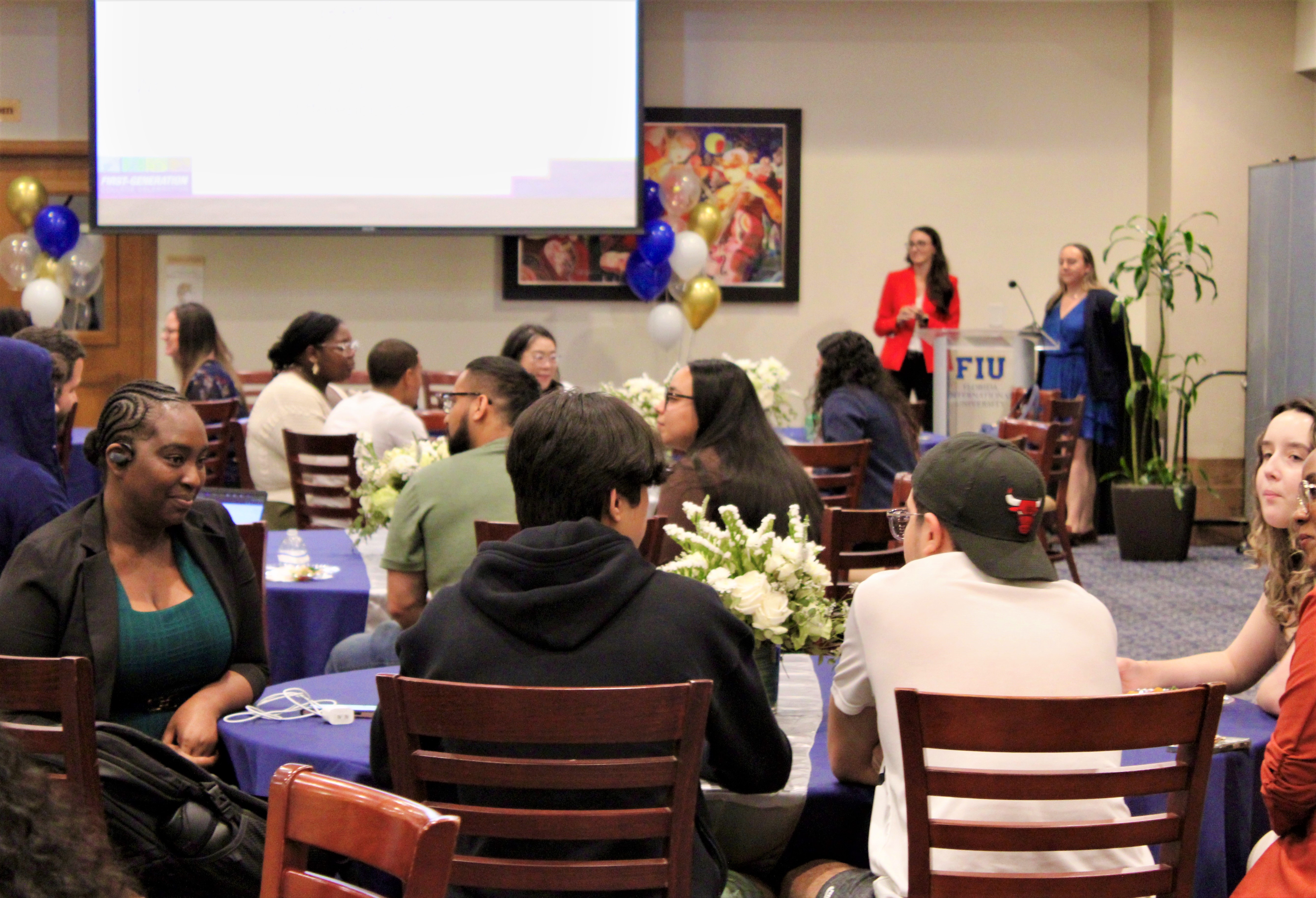 image of students faculty and staff participating in the first-gen networking event