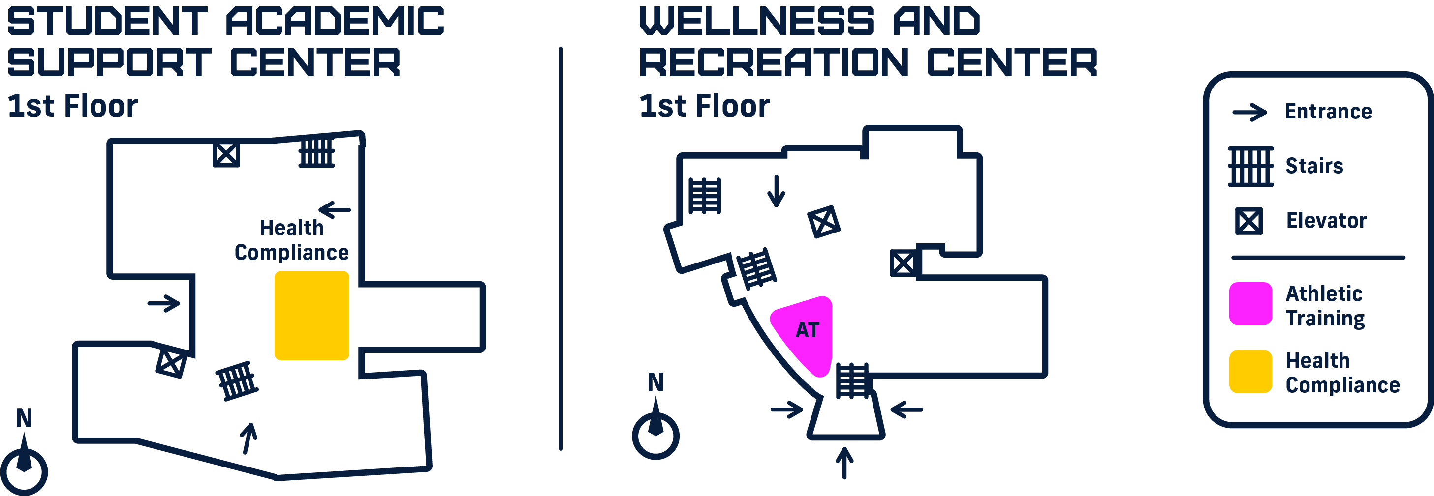 Map of the Student Academic Support Center and the Wellness and Recreation Center at MMC